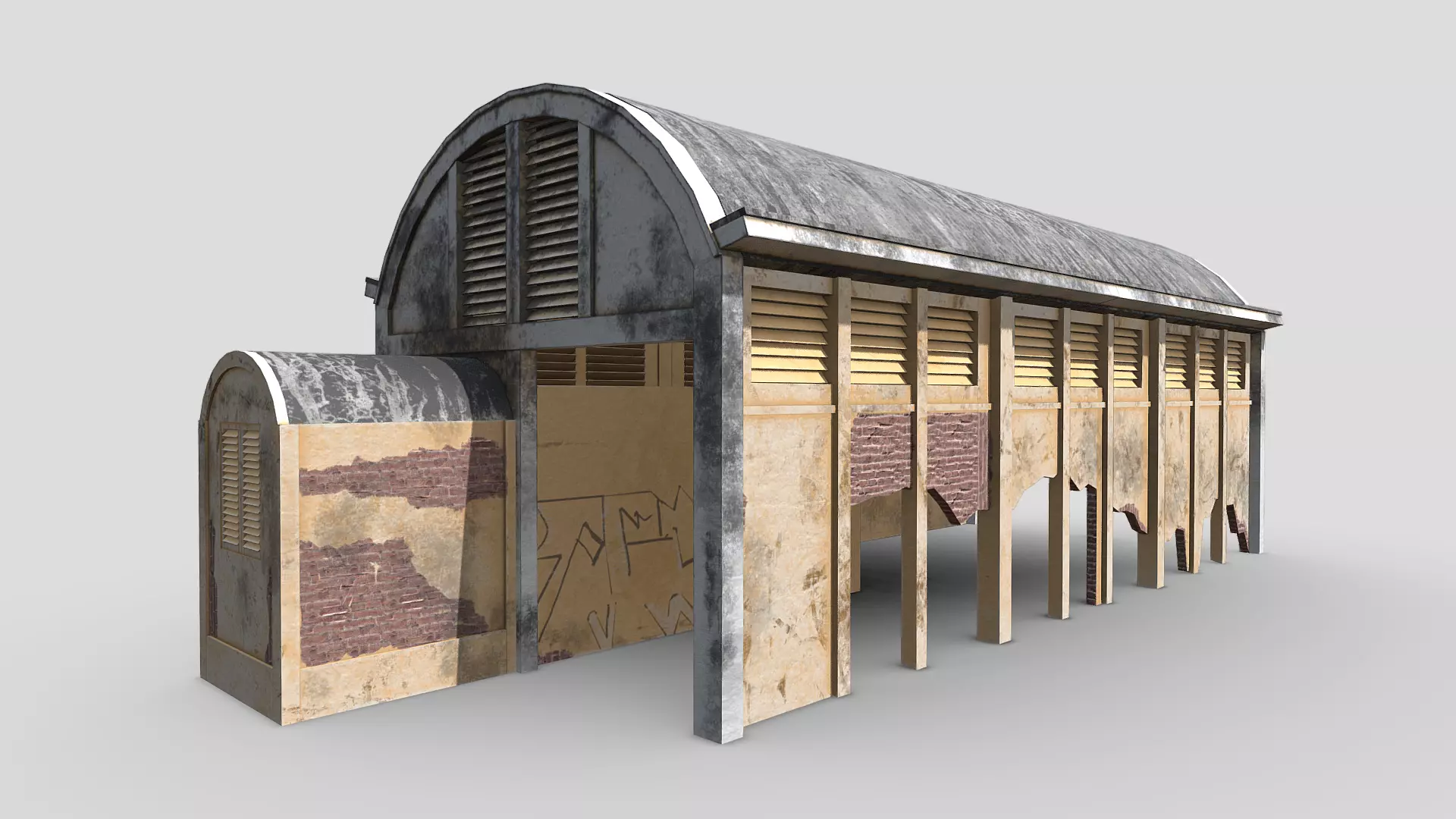 Old Warehouse Low-poly 3D model_0