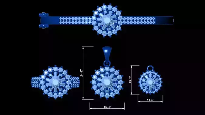 Bracelet Women Ring and Pendant Sets 02