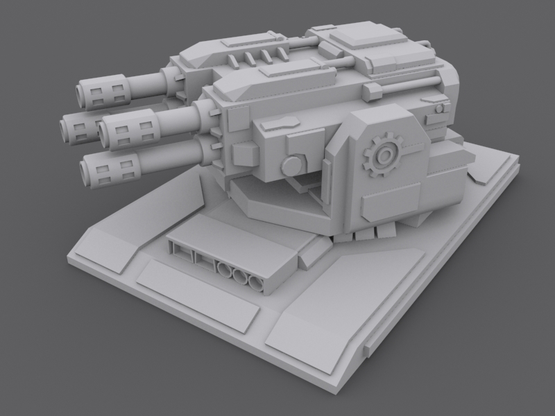 LaserTurret machine gun Low-poly 3D model_3