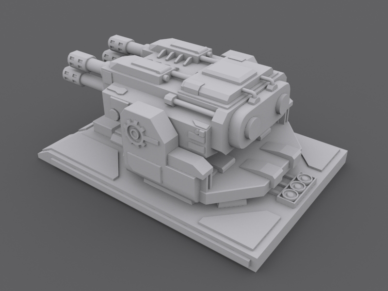LaserTurret machine gun Low-poly 3D model_2