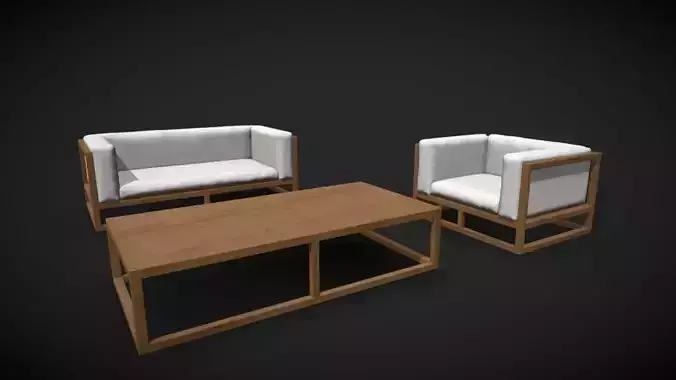Garden Couch Sofa and Table Set - VR Ready