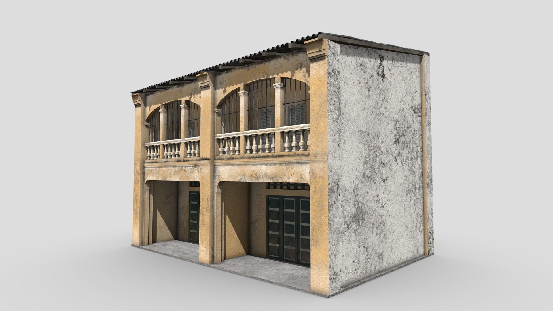 Colonial Building Low-poly 3D model_8