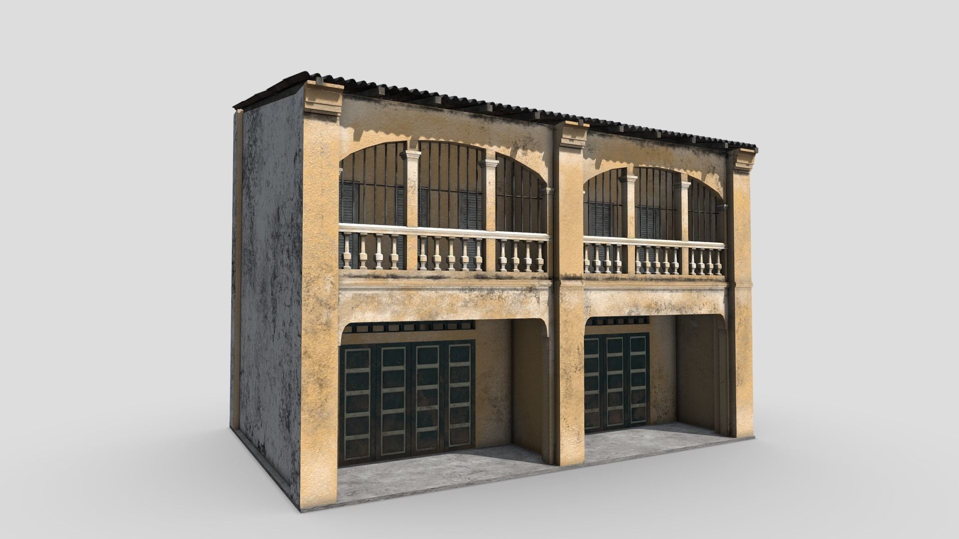 Colonial Building Low-poly 3D model_10