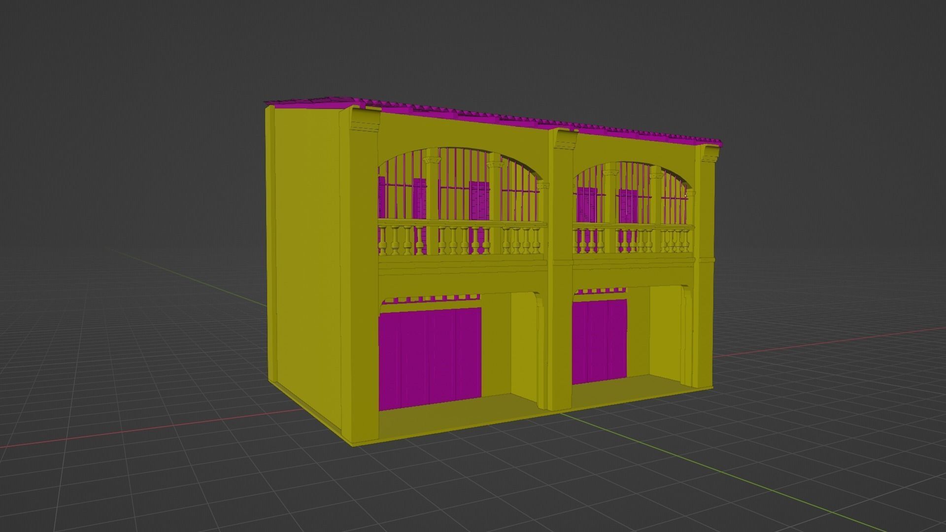 Colonial Building Low-poly 3D model_12