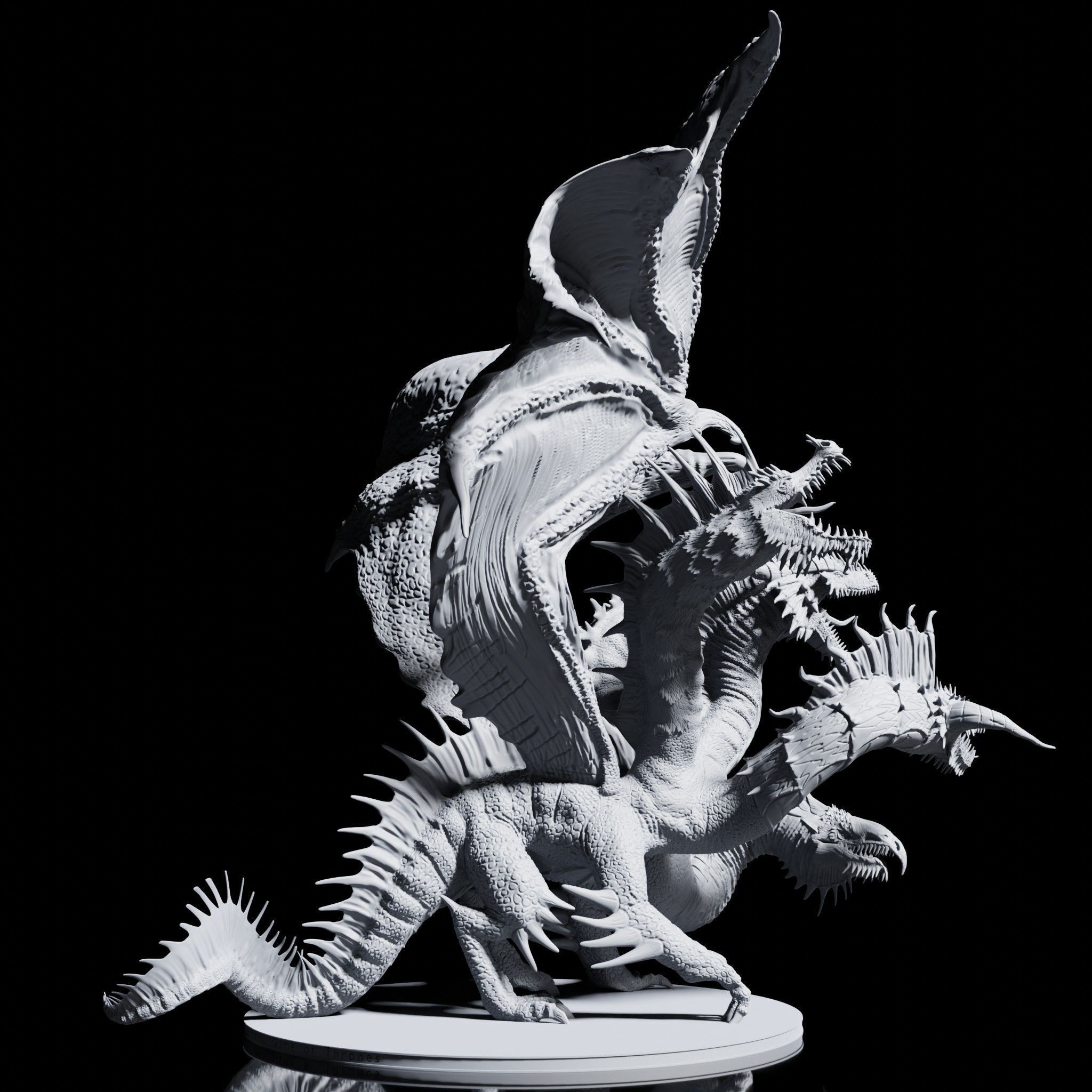 Tiamat - The Five Headed Dragon Miniature 3D print model_4
