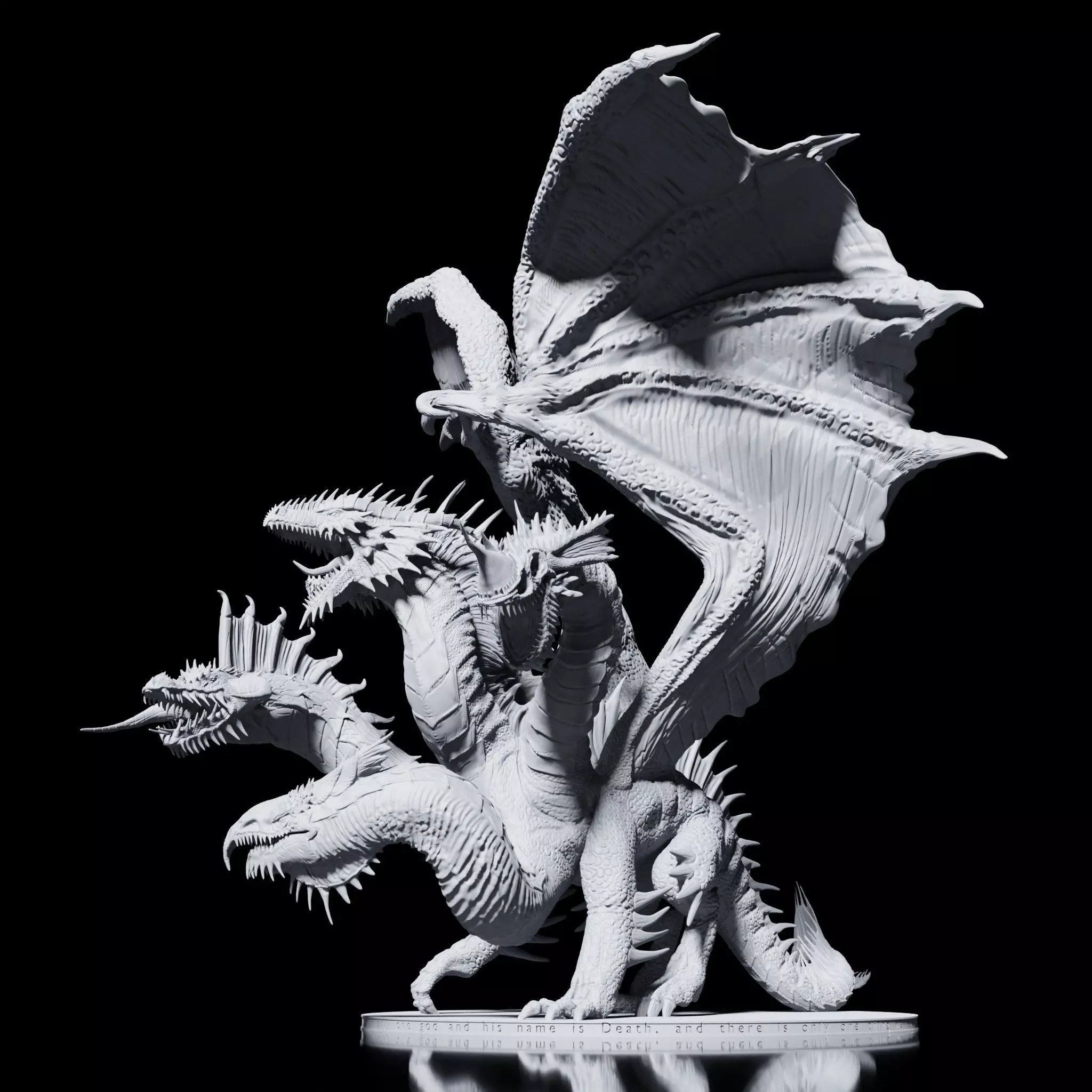 Tiamat - The Five Headed Dragon Miniature 3D print model_0