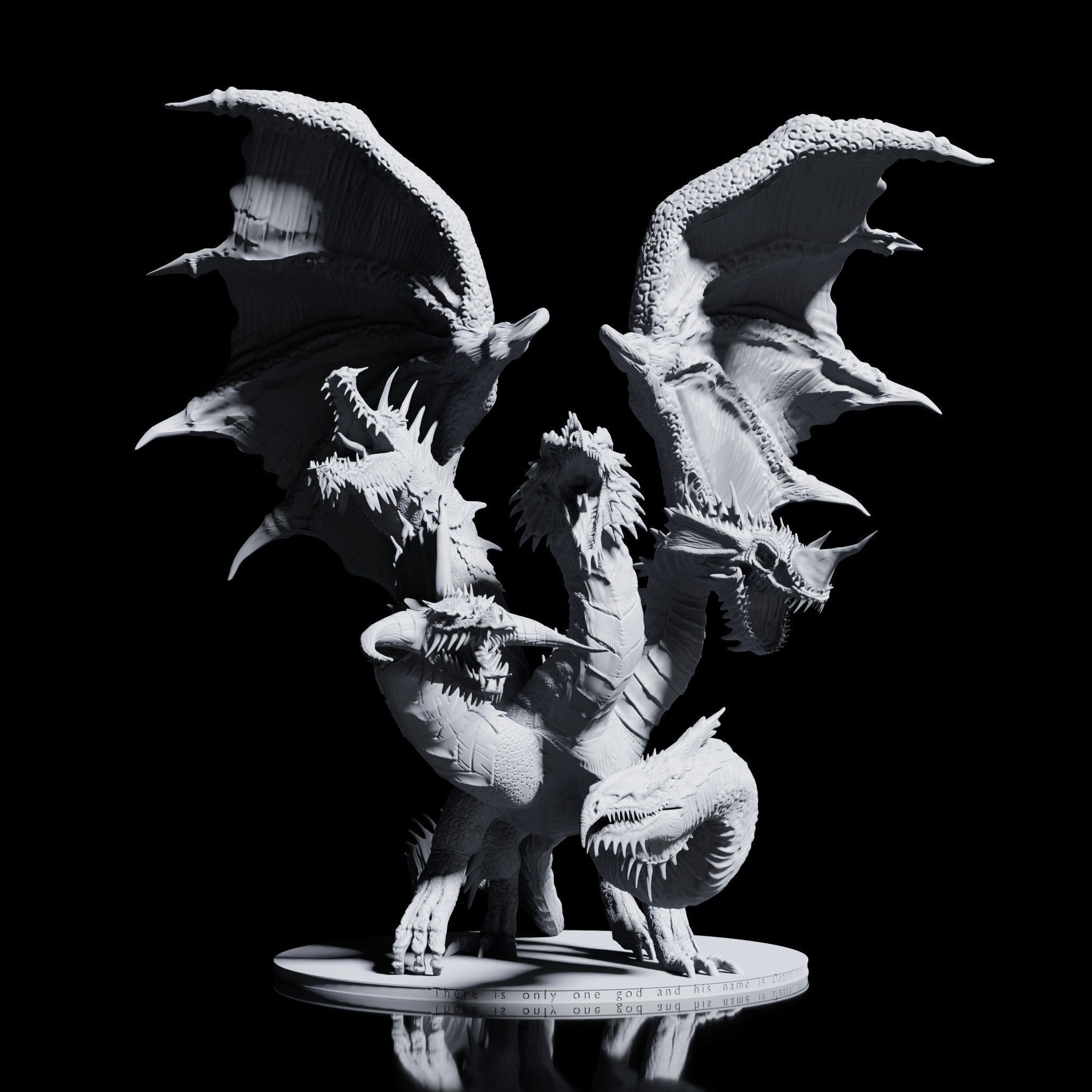 Tiamat - The Five Headed Dragon Miniature 3D print model_2