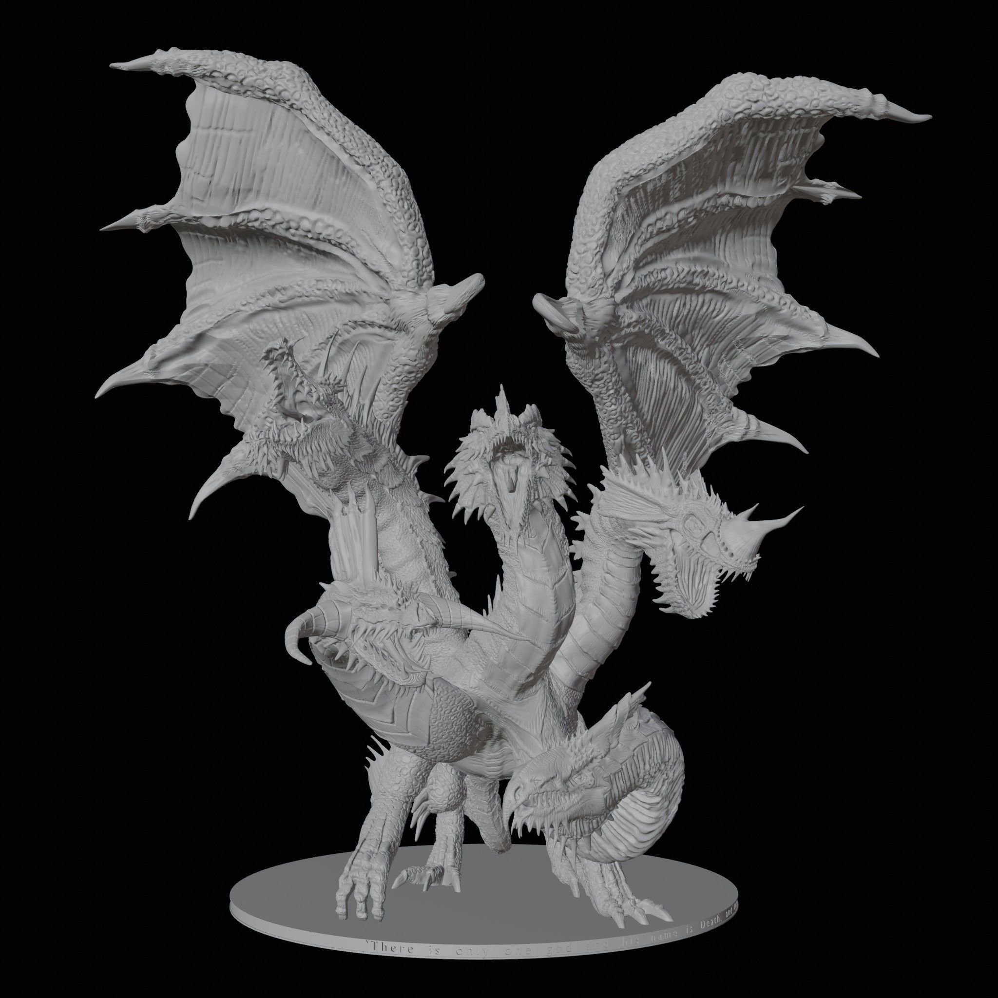 Tiamat - The Five Headed Dragon Miniature 3D print model_3