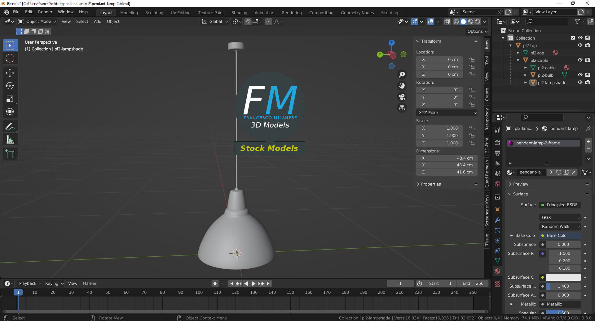 Pendant lamp 2 3D model_9
