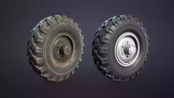 BTR-40 APC and GAZ-63 Truck Wheel