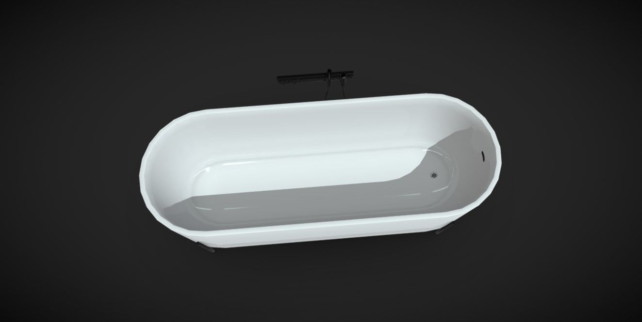 Modern Bath with Legs - VR Ready Low-poly 3D model_1