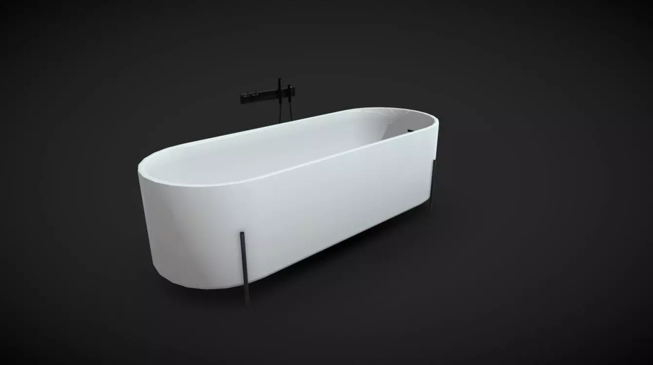 Modern Bath with Legs - VR Ready Low-poly 3D model_0