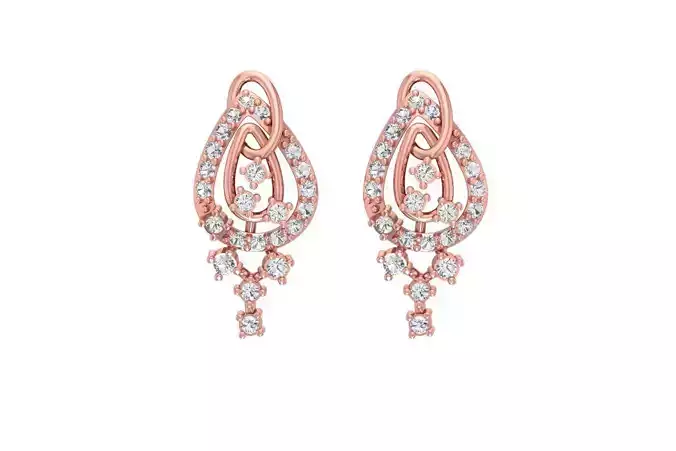 Women Drop Earring 3dm STL OBJ FBX Renders Details