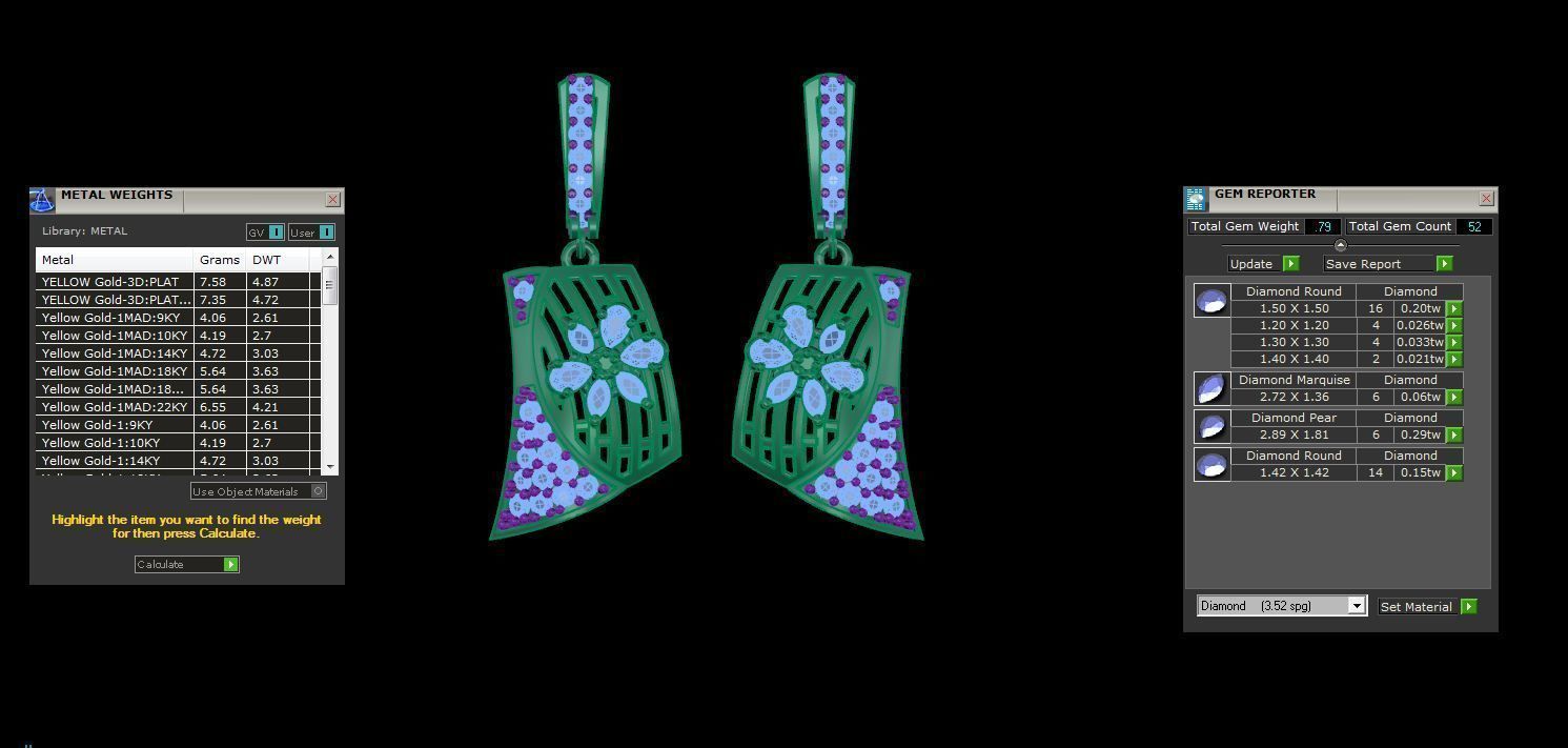 Women Drop Earring 3dm STL OBJ FBX Renders Details 3D print model_3