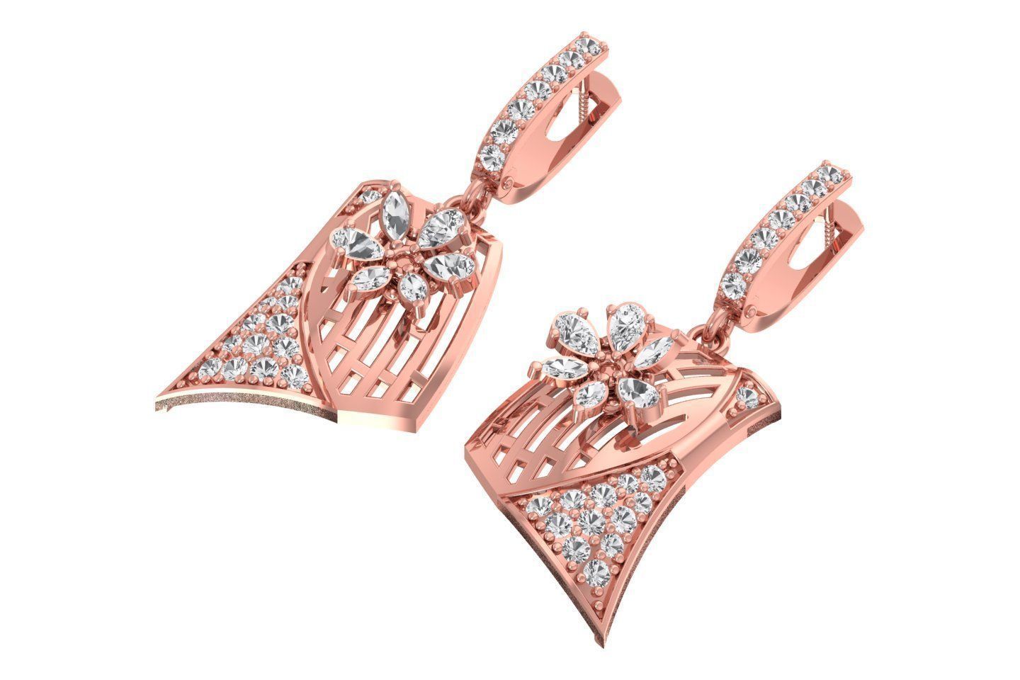 Women Drop Earring 3dm STL OBJ FBX Renders Details 3D print model_1