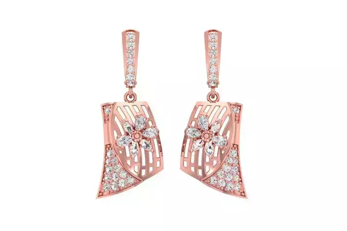 Women Drop Earring 3dm STL OBJ FBX Renders Details
