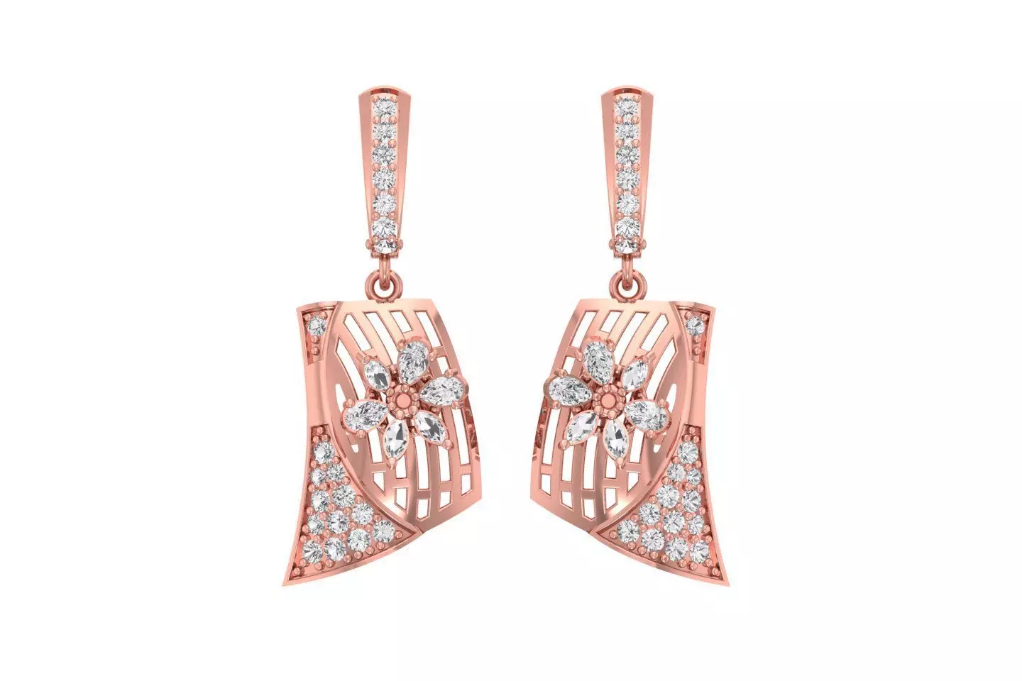 Women Drop Earring 3dm STL OBJ FBX Renders Details 3D print model_0