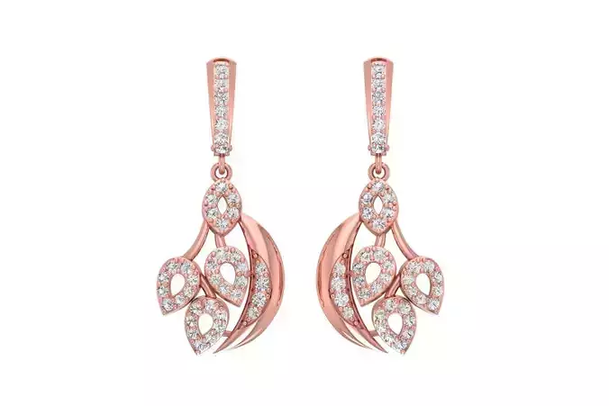 Women Drop Earring 3dm STL OBJ FBX Renders Details