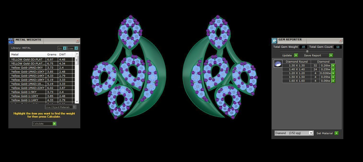 Women Drop Earring 3dm STL OBJ FBX Renders Details 3D print model_3