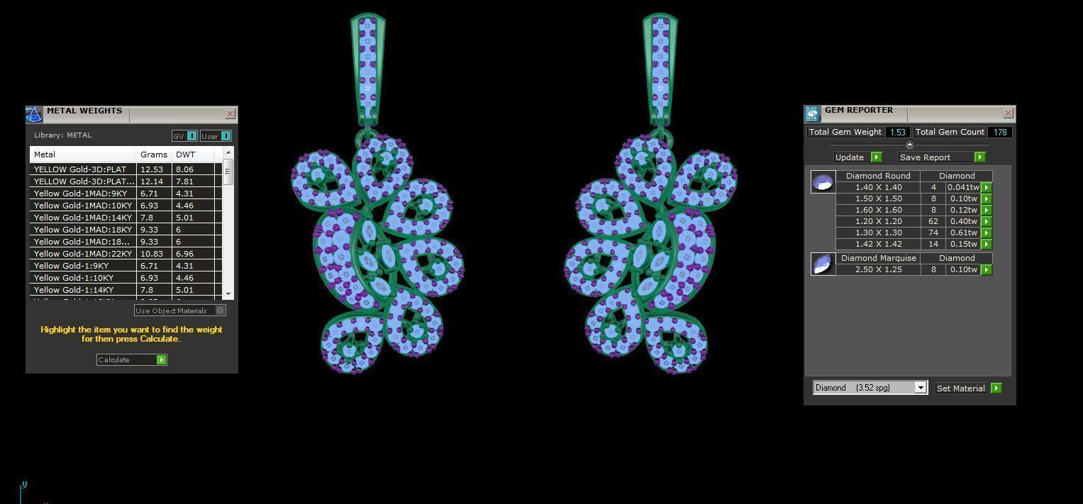 Women Drop Earring 3dm STL OBJ FBX Renders Details 3D print model_3