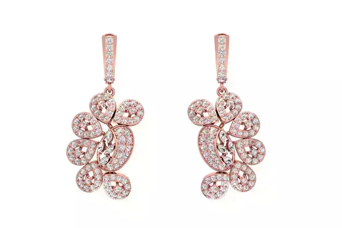Women Drop Earring 3dm STL OBJ FBX Renders Details