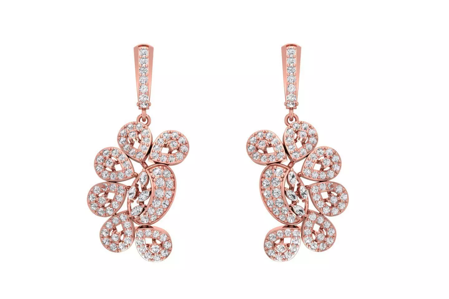 Women Drop Earring 3dm STL OBJ FBX Renders Details 3D print model_0