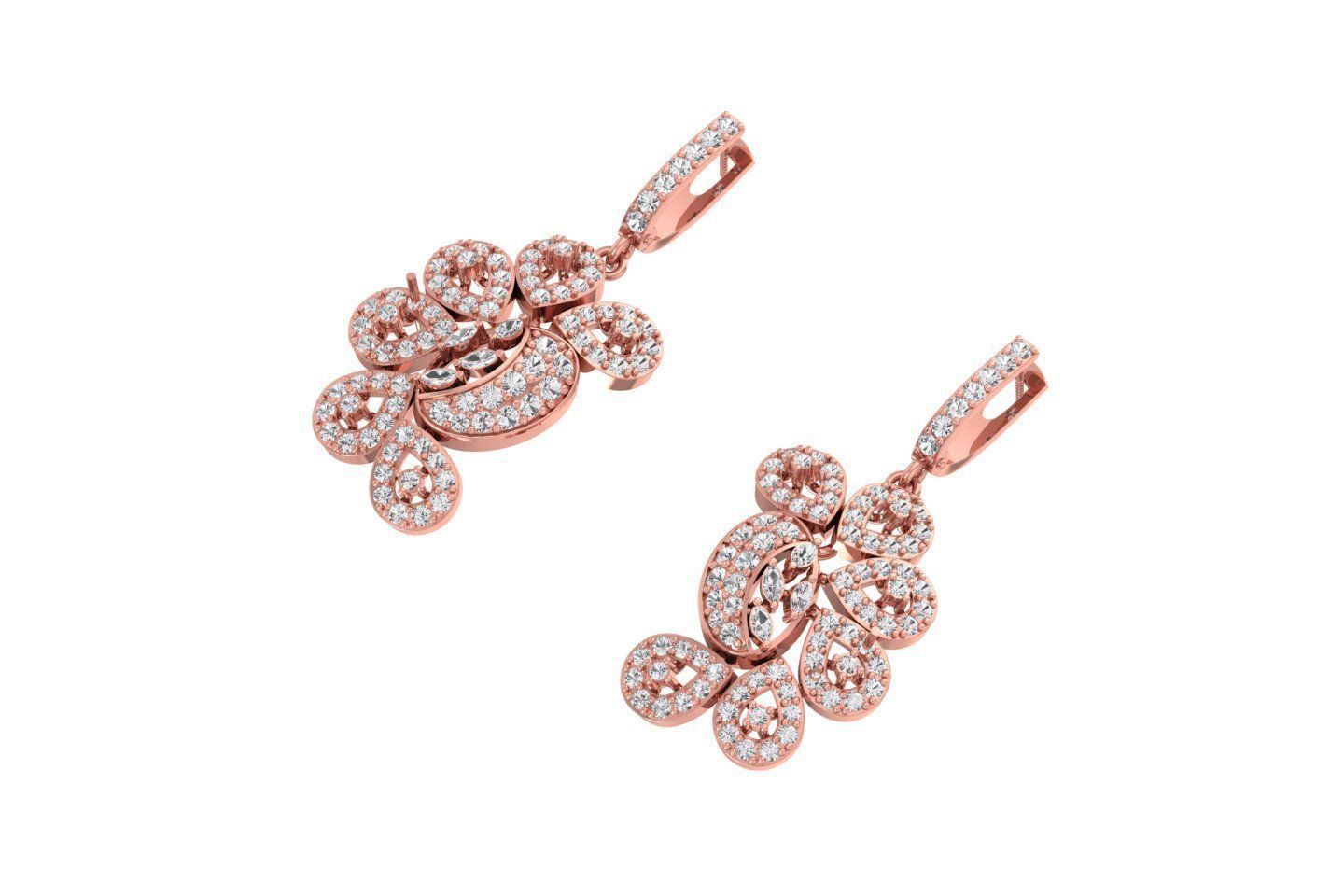 Women Drop Earring 3dm STL OBJ FBX Renders Details 3D print model_1