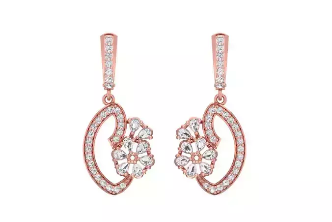 Women Drop Earring 3dm STL OBJ FBX Renders Details