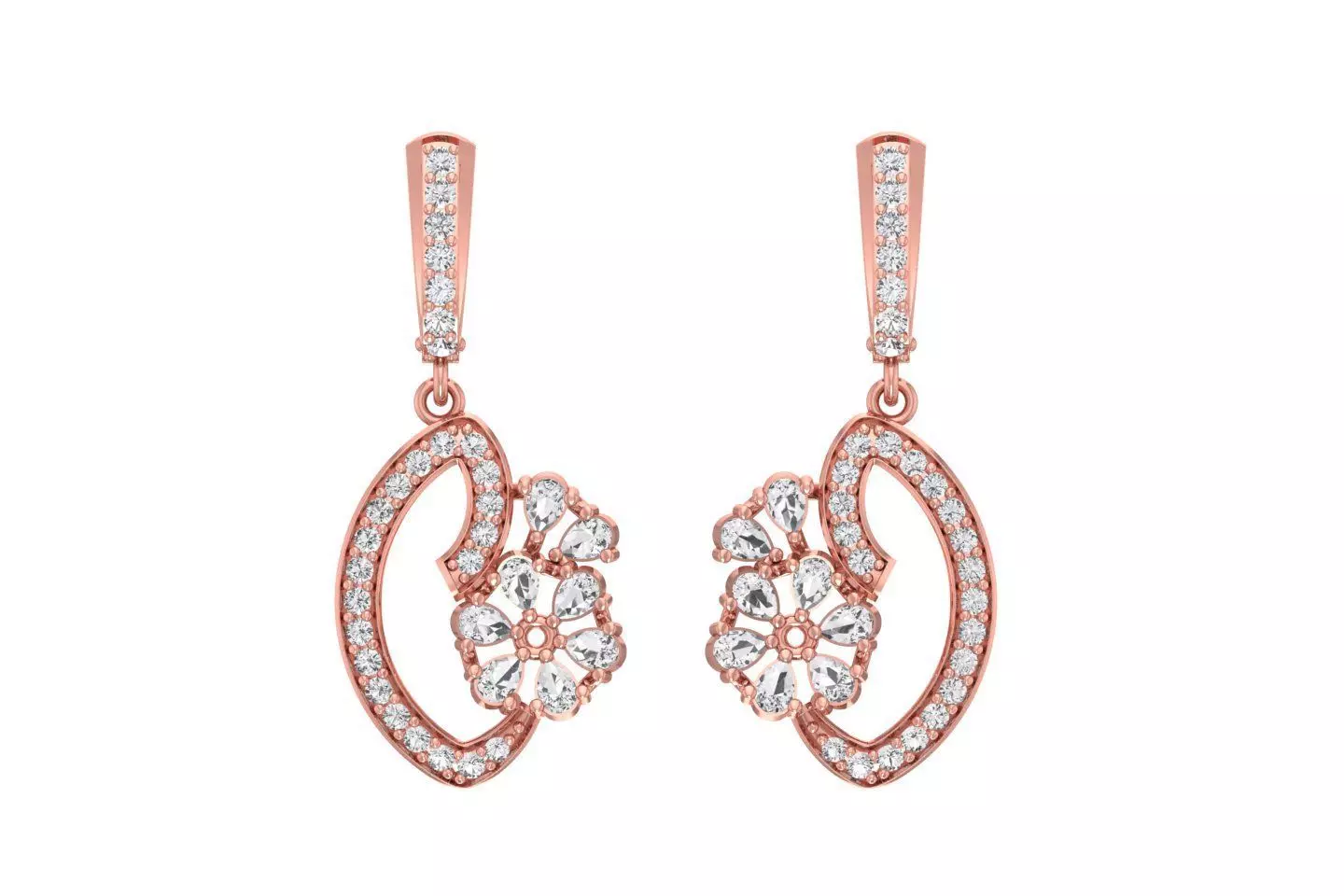 Women Drop Earring 3dm STL OBJ FBX Renders Details 3D print model_0