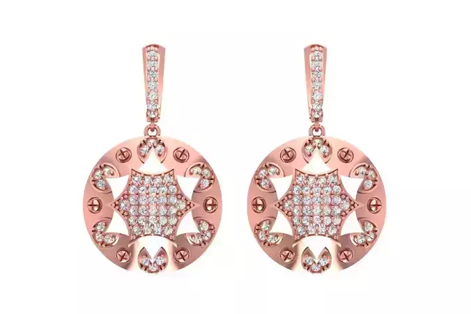 Women Drop Earring 3dm STL OBJ FBX Renders Details