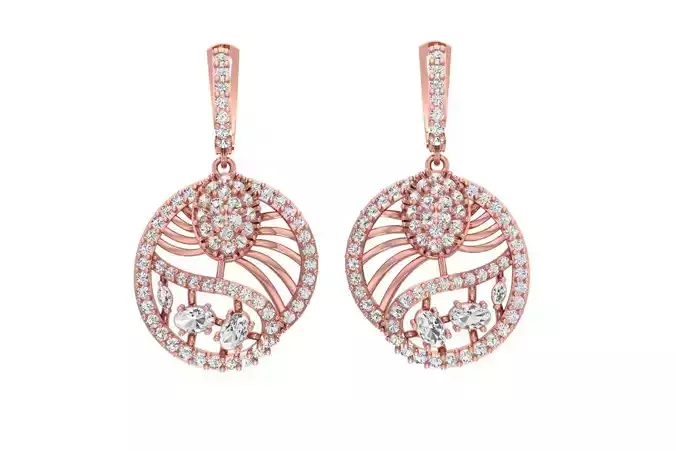 Women Drop Earring 3dm STL OBJ FBX Renders Details