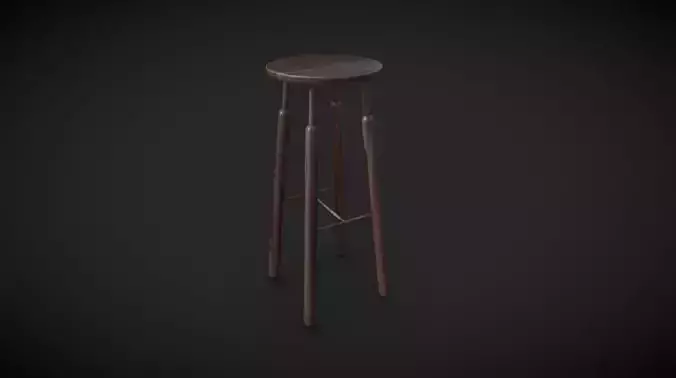 Wooden Bar Stool - VR Ready