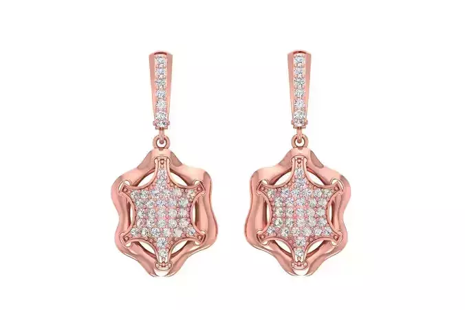 Women Drop Earring 3dm STL OBJ FBX Renders Details