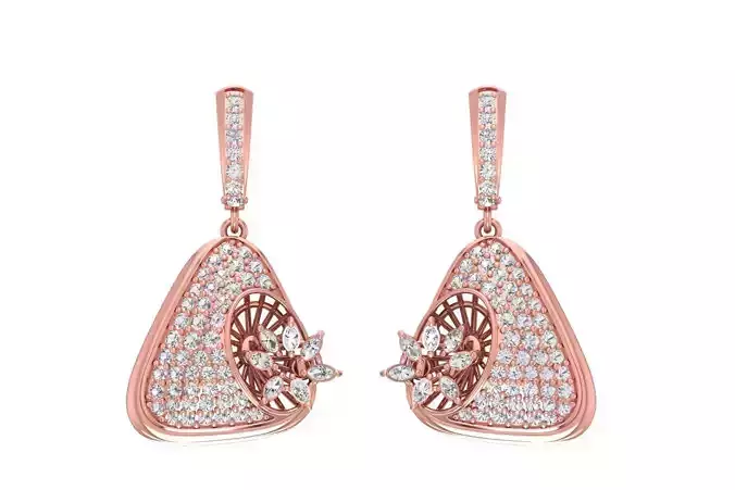 Women Drop Earring 3dm STL OBJ FBX Renders Details