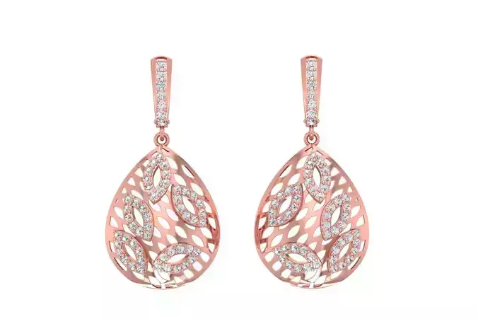 Women Drop Earring 3dm STL OBJ FBX Renders Details