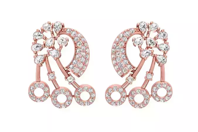 Women Earring 3dm STL OBJ FBX Renders Details