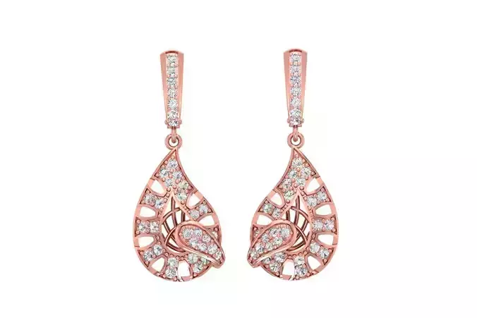 Women Drop Earring 3dm STL OBJ FBX Renders Details