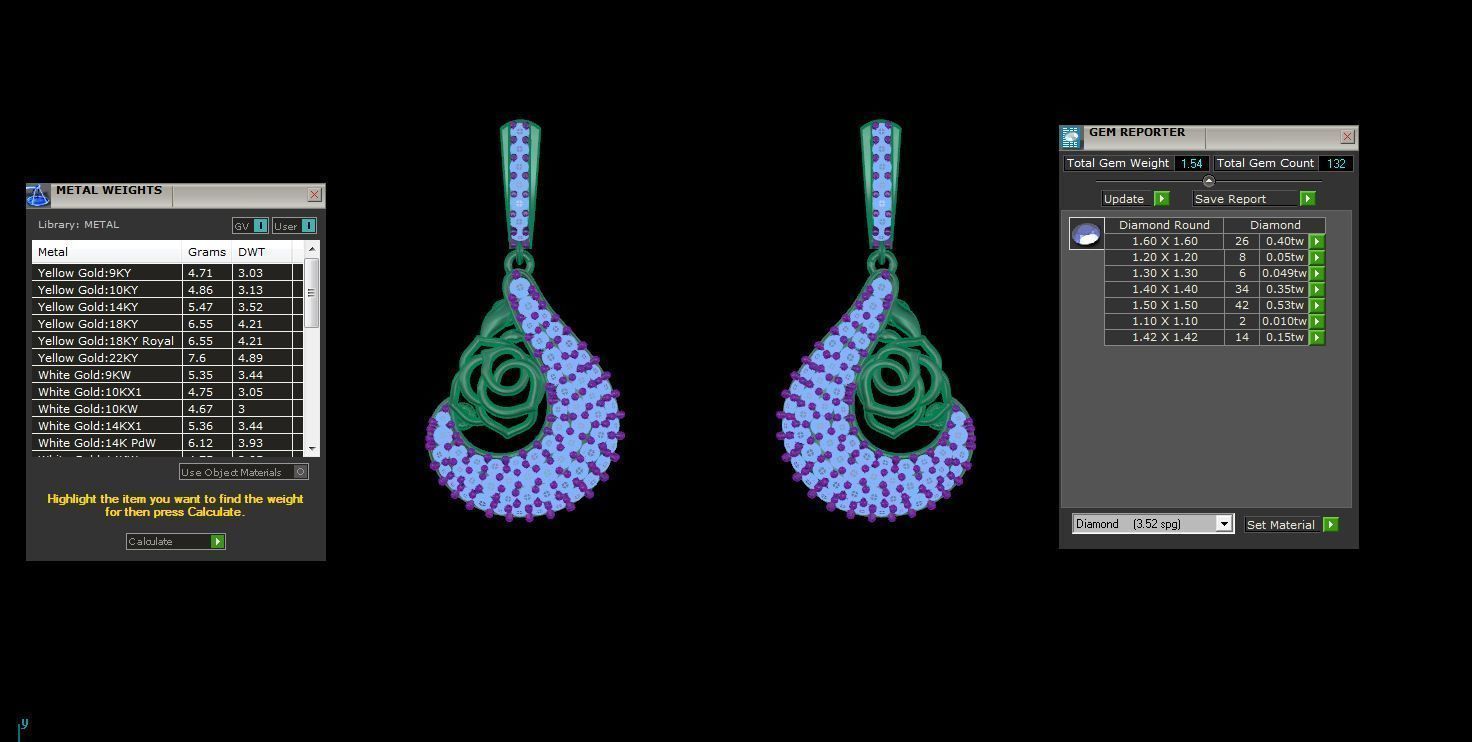 Women Drop Earring 3dm STL OBJ FBX Renders Details 3D print model_3