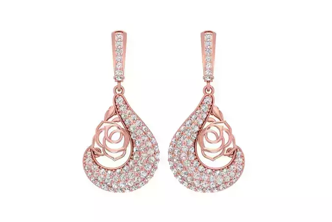 Women Drop Earring 3dm STL OBJ FBX Renders Details