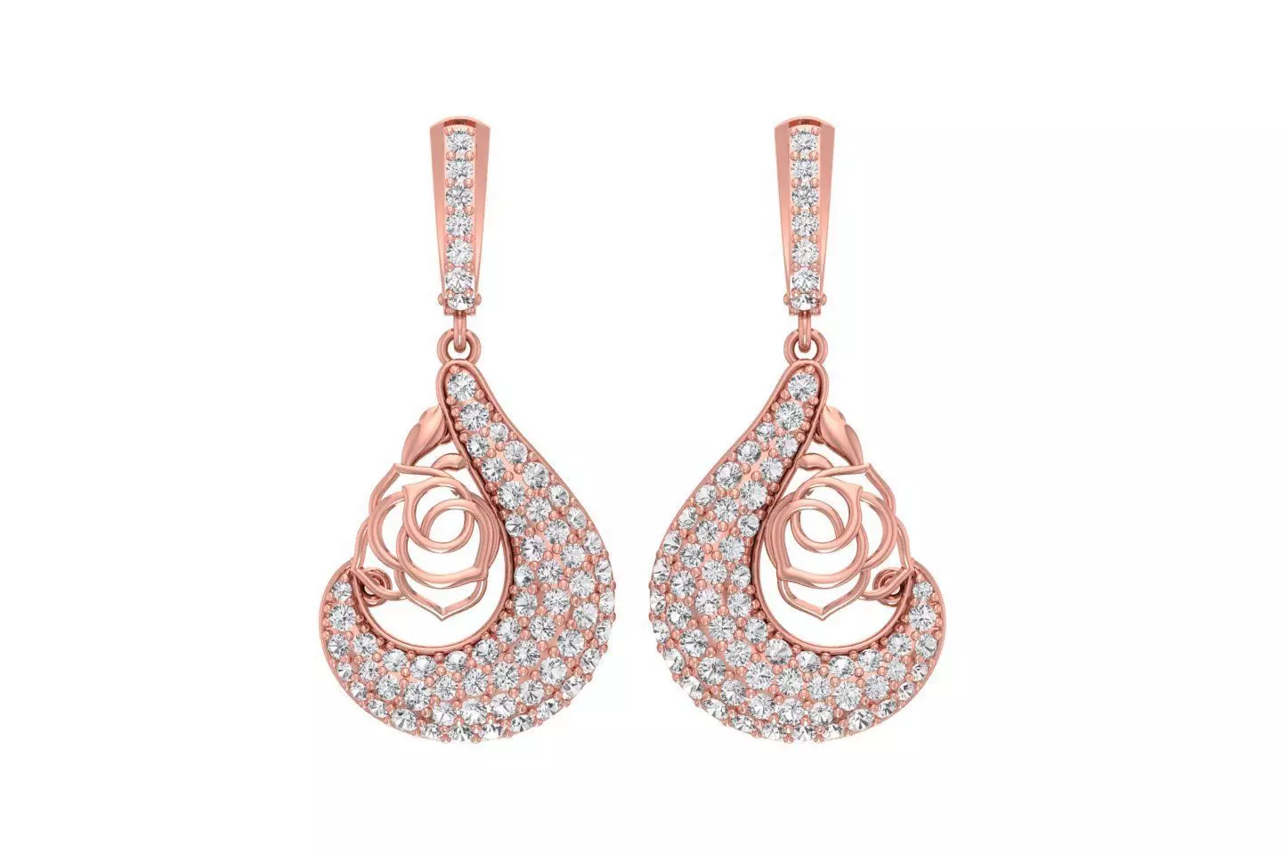 Women Drop Earring 3dm STL OBJ FBX Renders Details 3D print model_0