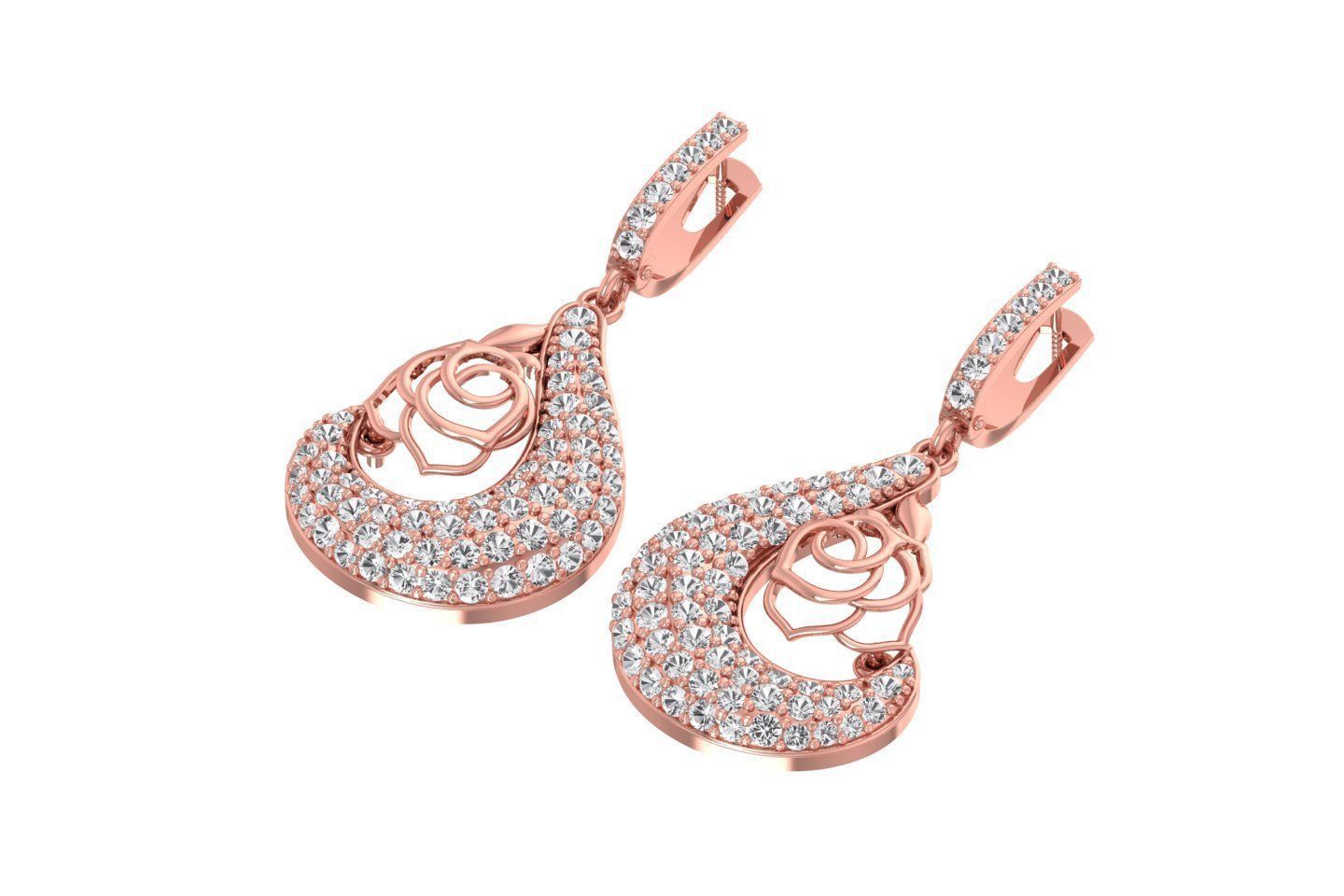 Women Drop Earring 3dm STL OBJ FBX Renders Details 3D print model_1