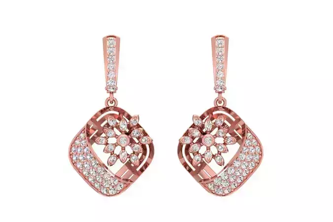 Women Drop Earring 3dm STL OBJ FBX Renders Details