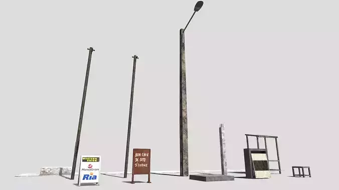 Town Props Low-poly 3D model