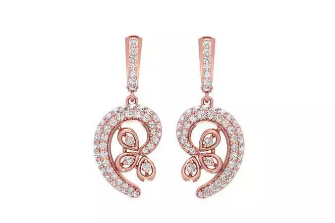 Women Drop Earring 3dm STL OBJ FBX Renders Details