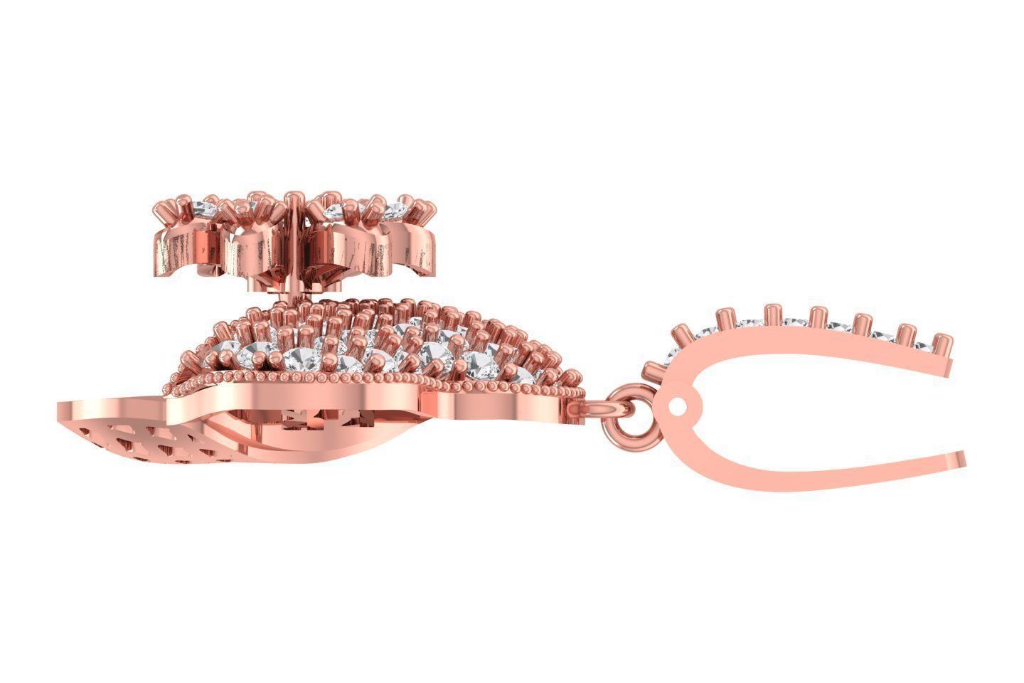 Women Drop Earring 3dm STL OBJ FBX Renders Details 3D print model_2