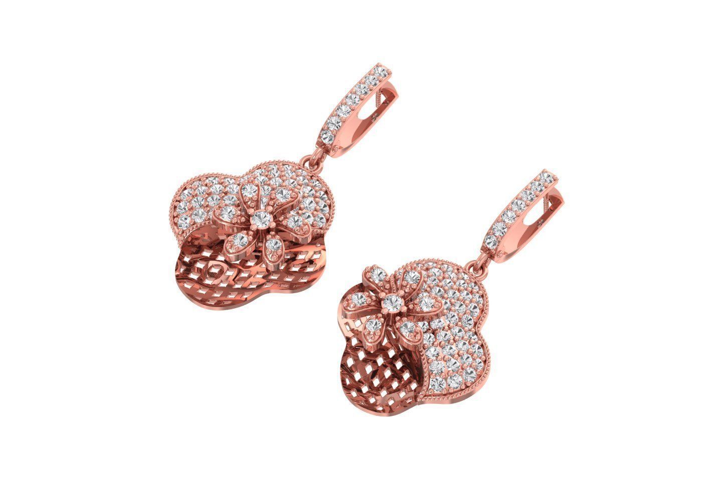 Women Drop Earring 3dm STL OBJ FBX Renders Details 3D print model_1