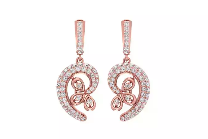 Women Drop Earring 3dm STL OBJ FBX Renders Details