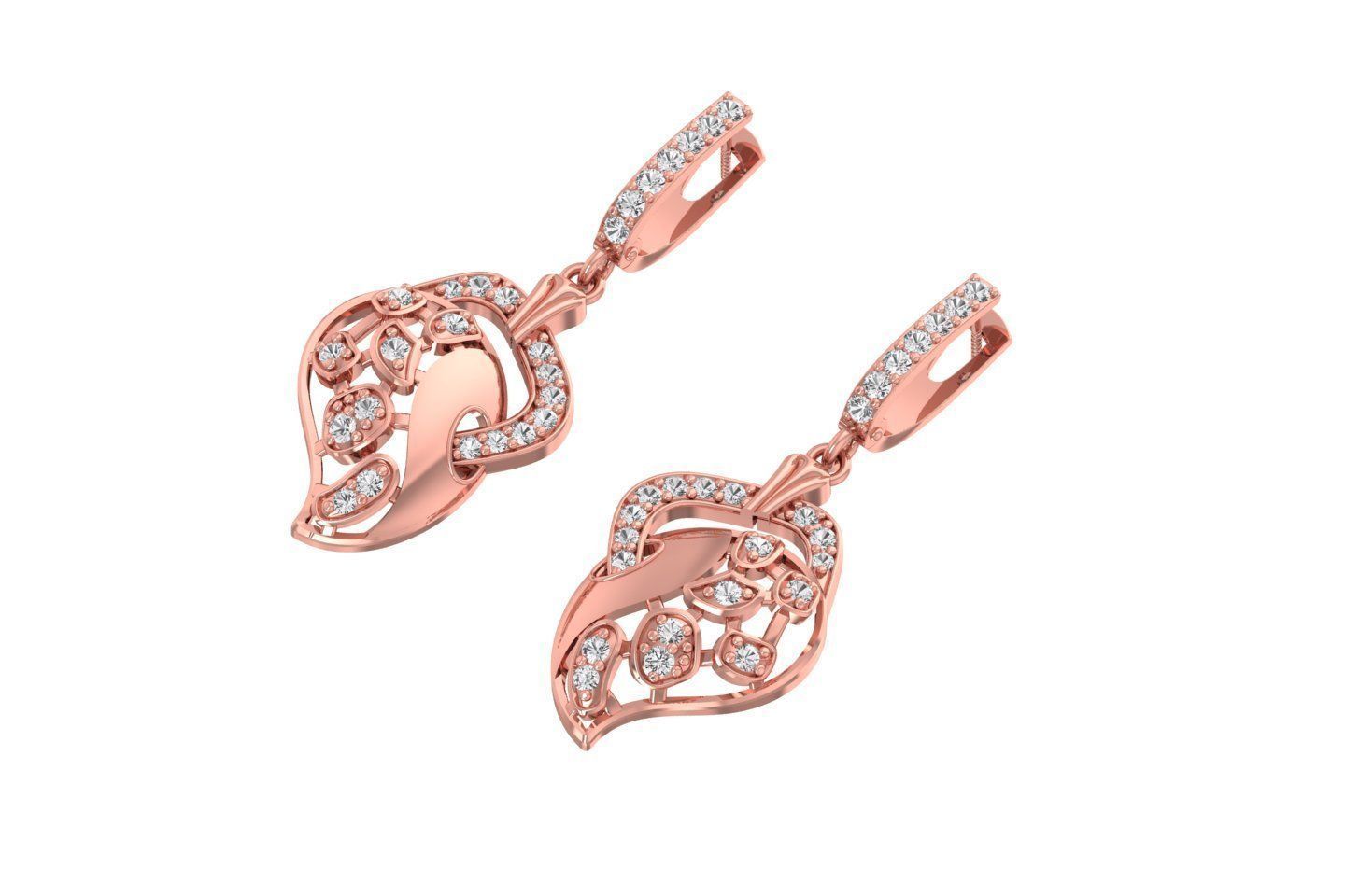 Women Drop Earring 3dm STL OBJ FBX Renders Details 3D print model_2