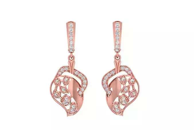 Women Drop Earring 3dm STL OBJ FBX Renders Details
