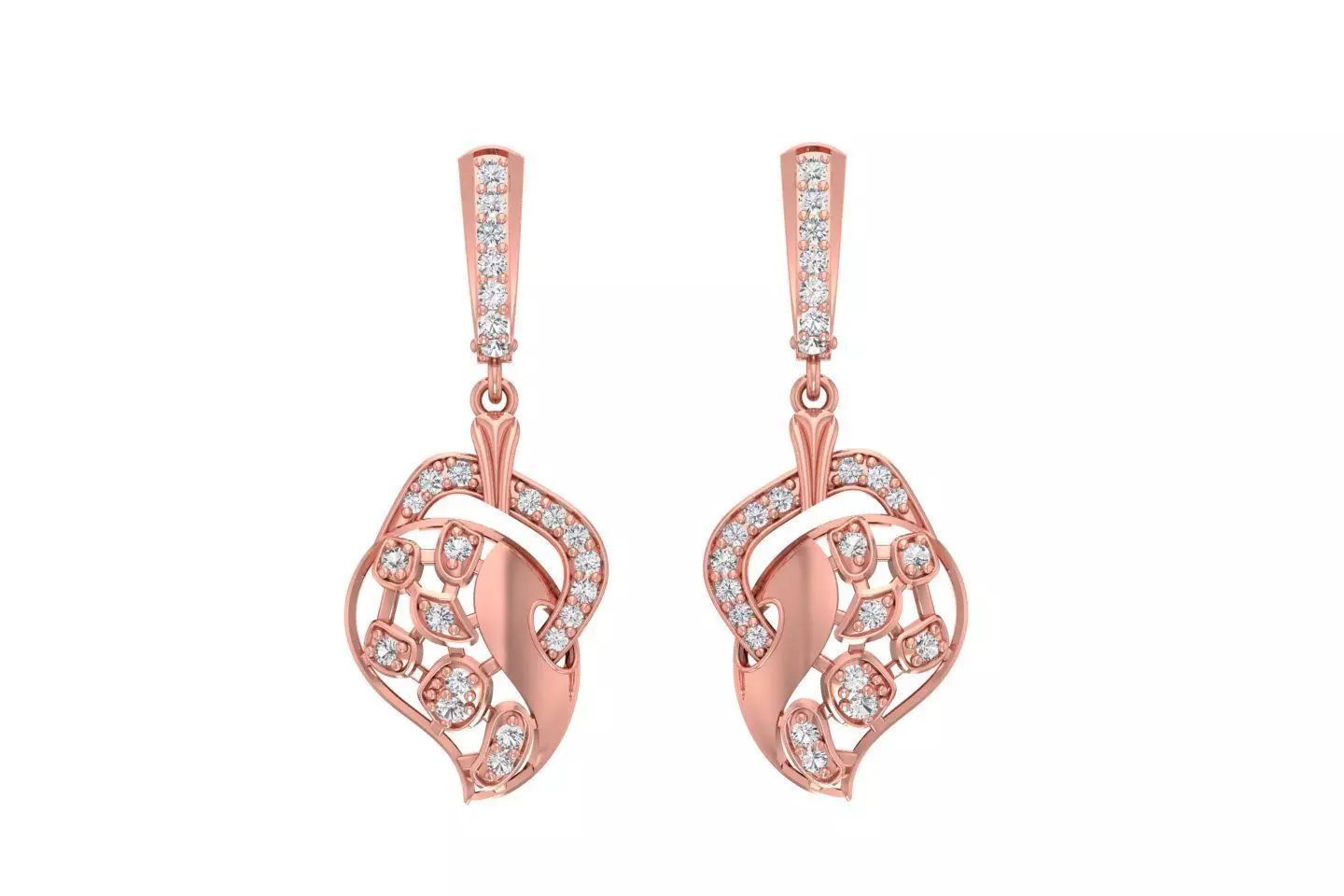 Women Drop Earring 3dm STL OBJ FBX Renders Details 3D print model_0